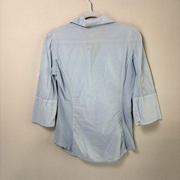 James Perse Top Womens L 3 Blue Button Up Shirt Utility 3/4 Roll Tab Sleeve - Picture 3 of 10